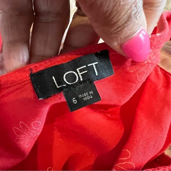 Loft Coral Daisy Wide Leg Tie Waist Jumpsuit - Picture 7 of 8